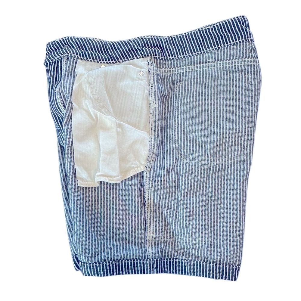 Dickies Hickory Railroad Pinstripe Airforce Blue White Button Cargo Shorts 26 3 - Picture 10 of 12